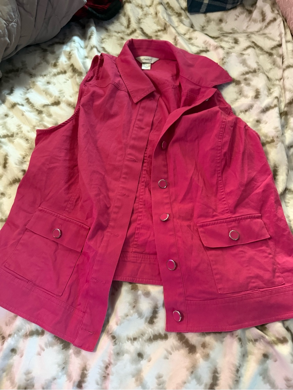 CJ Banks Hot Pink Sleeveless Utility Vest